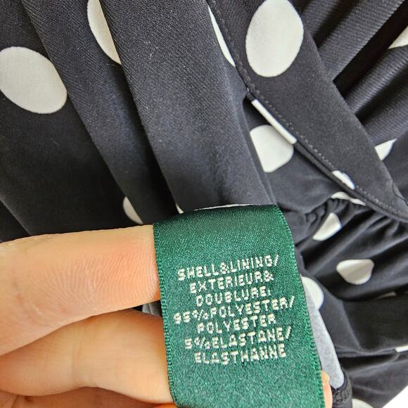 Lauren Ralph Lauren Womens Sheath Dress Classic Polka Dot Preppy Size 16 Stretch - Picture 6 of 7